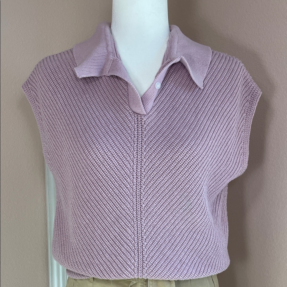 Women's Sleeveless Knit Polo Top - Dusty Rose